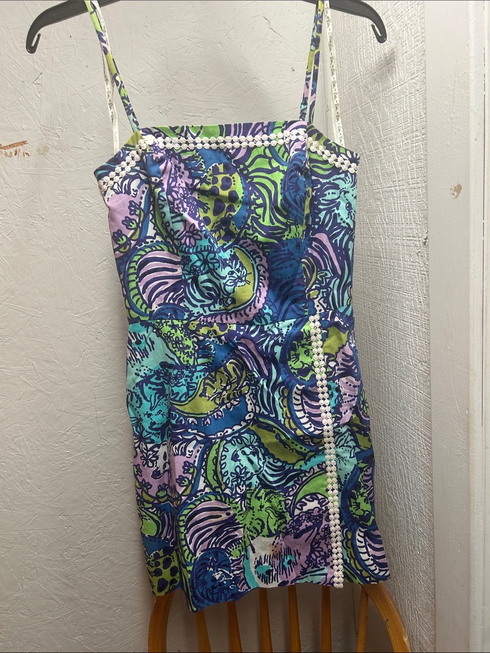 Colorful Shell-Print Spaghetti Strap Coverup Dress plus- Multicolor (OLILPB)